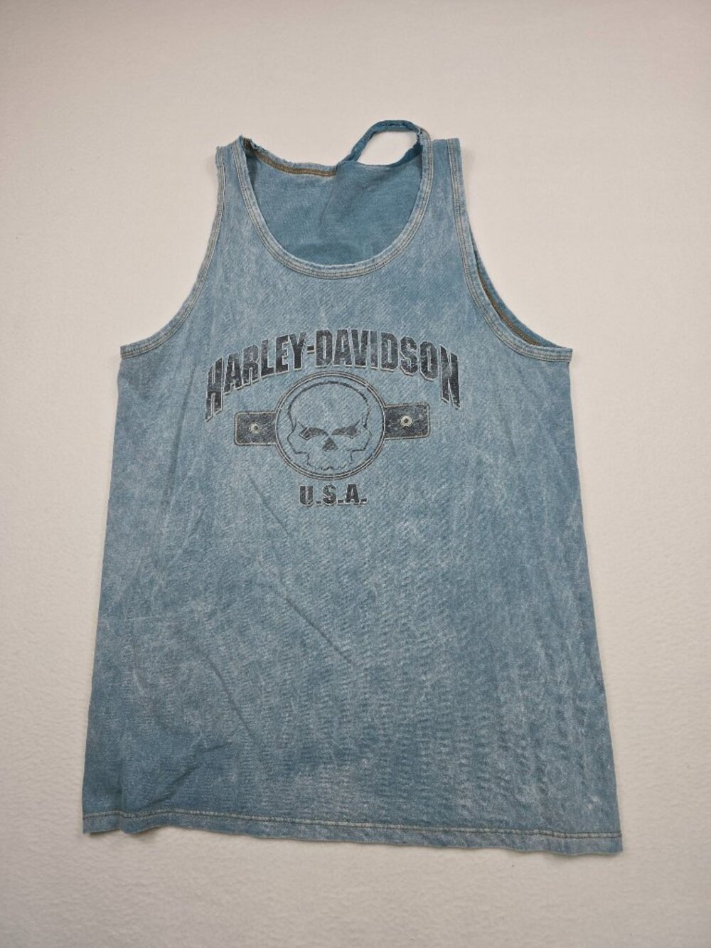 Harley Davidson Distressed Large Blue Sleeveless Tank Top Sioux Falls SD Womens
